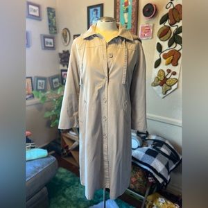 Vintage 60s London Fog MCM Ladies Trench Coat, Detachable Hood Fleece Lining 10P